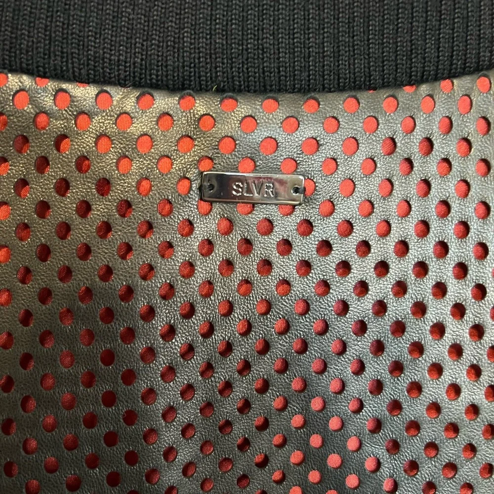 Vintage Adidas SLVR Perforated Lamb Leather Bomber Jacket - Picture 7 of 9